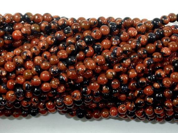 Gold Blue Sand Stone Beads, 4mm Round Beads-Gems: Round & Faceted-BeadXpert