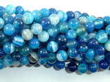 Banded Agate Beads, Striped Agate, Blue, 8mm Round Beads-Agate: Round & Faceted-BeadXpert