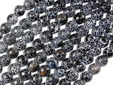 Black Crackle Agate, 8mm (7.8mm) Faceted Round Beads, 14 Inch-Agate: Round & Faceted-BeadXpert