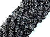 Black Crackle Agate, 8mm (7.8mm) Faceted Round Beads, 14 Inch-Agate: Round & Faceted-BeadXpert