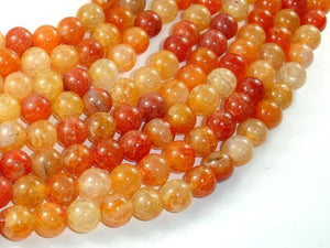 Dragon Vein Agate Beads, Orange, 8mm Round Beads-Agate: Round & Faceted-BeadXpert