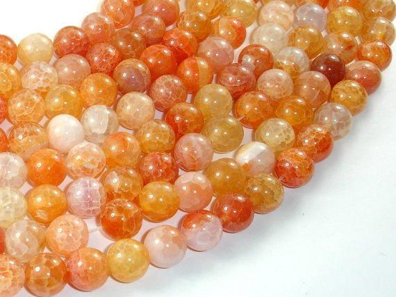 Dragon Vein Agate Beads, Orange, 10mm Round Beads-Agate: Round & Faceted-BeadXpert