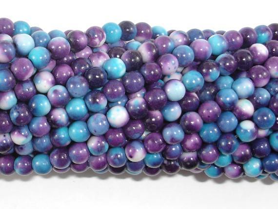 Rain Flower Stone Beads, Blue, Purple, 4mm Round Beads-Gems: Round & Faceted-BeadXpert