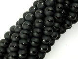 Matte Black Onyx Beads, 8mm Round Beads-with polished line-Gems: Round & Faceted-BeadXpert
