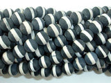 Matte Black Onyx Beads, with White Line, 8mm Round Beads-Gems: Round & Faceted-BeadXpert