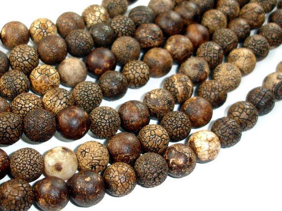 Crackle Tibetan Agate, 10mm Round Beads-Gems: Round & Faceted-BeadXpert