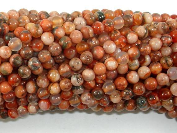 Agate Beads, Orange, 4mm(4.3mm) Round Beads-Agate: Round & Faceted-BeadXpert