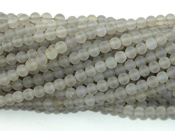 Matte Gray Agate Beads, 4mm Round Beads-Agate: Round & Faceted-BeadXpert