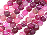 Matte Banded Agate Beads, Fuchsia Agate, 10mm(10.4mm) Round-Agate: Round & Faceted-BeadXpert