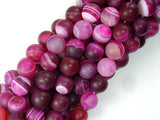 Matte Banded Agate Beads, Fuchsia Agate, 10mm(10.4mm) Round-Agate: Round & Faceted-BeadXpert