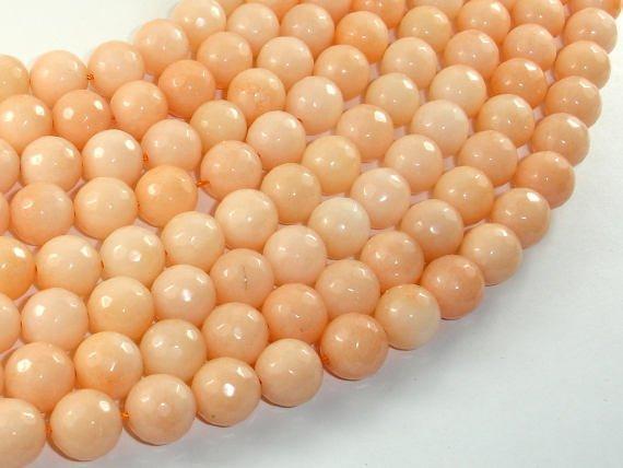 Jade Beads, Peach, 10mm, Faceted Round-Gems: Round & Faceted-BeadXpert