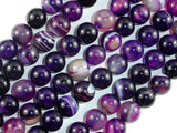 Banded Agate Beads, Purple, 10mm(10.3mm) Round-Agate: Round & Faceted-BeadXpert