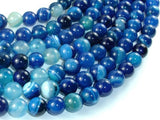 Banded Agate Beads, Blue, 10mm(10.5mm) Round-Agate: Round & Faceted-BeadXpert