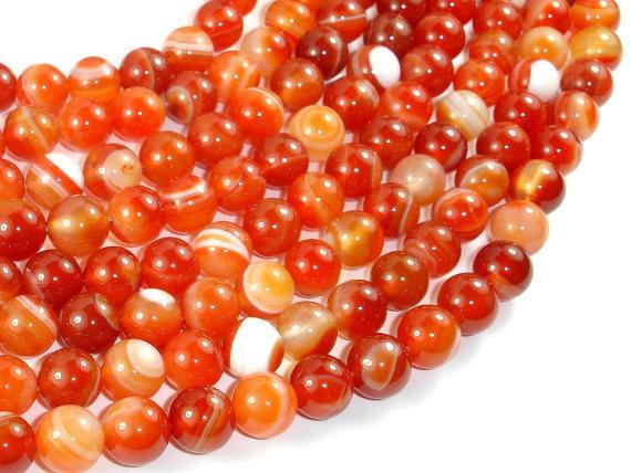 Banded Agate Beads, Red & Orange, 10mm-Agate: Round & Faceted-BeadXpert