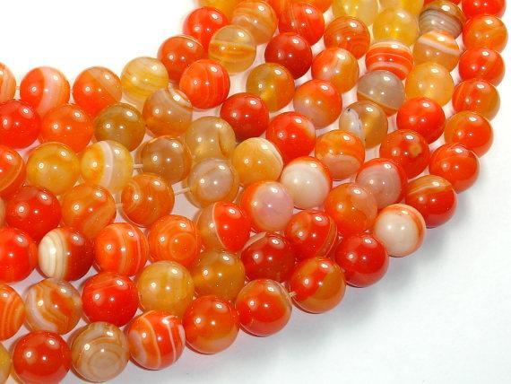 Banded Agate Beads, Orange, 10mm(10.5mm) Round-Agate: Round & Faceted-BeadXpert