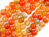 Banded Agate Beads, Orange, 10mm(10.5mm) Round-Agate: Round & Faceted-BeadXpert
