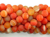 Matte Banded Agate Beads, Orange, 10mm Round Beads-Agate: Round & Faceted-BeadXpert