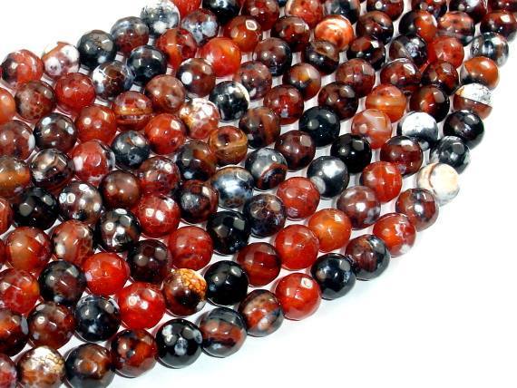 Fire Agate Beads, 8mm Faceted Round-Agate: Round & Faceted-BeadXpert
