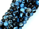 Agate Beads, Blue & Black, 8mm Faceted Round-Agate: Round & Faceted-BeadXpert