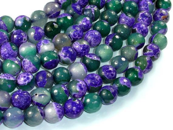 Agate Beads, Purple & Green, 10mm Faceted-Agate: Round & Faceted-BeadXpert