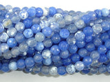 Fire Agate Beads, Blue & White, 6mm Faceted Round Beads-Agate: Round & Faceted-BeadXpert