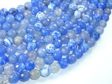 Fire Agate Beads, Blue & White, 8mm Faceted Round Beads-Agate: Round & Faceted-BeadXpert