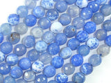 Fire Agate Beads, Blue & White, 8mm Faceted Round Beads-Agate: Round & Faceted-BeadXpert