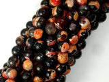 Agate Beads, Orange & Black, 8mm(8.3mm) Faceted-Agate: Round & Faceted-BeadXpert