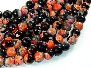Agate Beads, Orange & Black, 10mm Faceted Round-Agate: Round & Faceted-BeadXpert