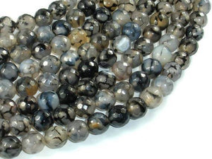 Dragon Vein Agate Beads, Black & Clear, 10mm Faceted Round Beads-Agate: Round & Faceted-BeadXpert