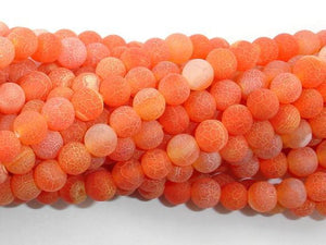 Frosted Matte Agate- Orange, 6 mm Round Beads-Agate: Round & Faceted-BeadXpert