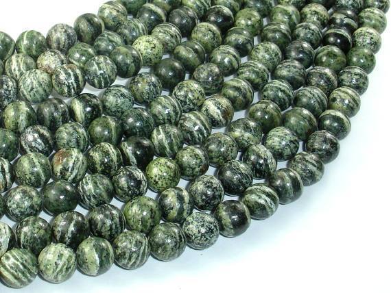 Green Zebra Jasper Beads, 8mm Round Beads-Gems: Round & Faceted-BeadXpert