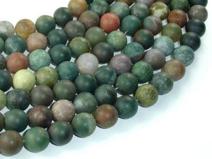 Matte Indian Agate Beads, Fancy Jasper Beads, 10mm Round Beads-Gems: Round & Faceted-BeadXpert