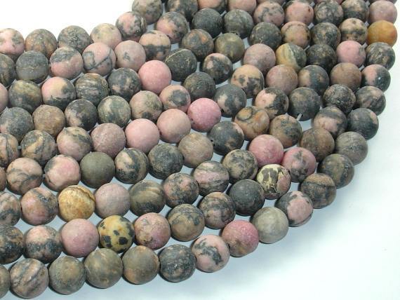 Matte Rhodonite Beads, 8mm, Round Beads-Gems: Round & Faceted-BeadXpert