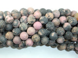 Matte Rhodonite Beads, 8mm, Round Beads-Gems: Round & Faceted-BeadXpert