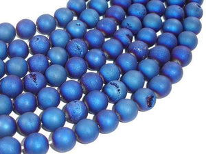 Druzy Agate Beads, Blue Geode Beads, 10mm, Round-Gems: Round & Faceted-BeadXpert