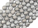 Druzy Agate Beads, Silver Gray Geode Beads, 10mm Round Beads-Agate: Round & Faceted-BeadXpert
