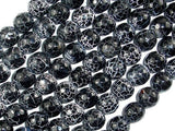 Black Crackle Agate, 10mm (9.5mm) Faceted Round Beads, 14 Inch-Agate: Round & Faceted-BeadXpert