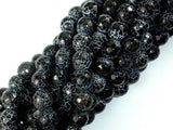 Black Crackle Agate, 10mm (9.5mm) Faceted Round Beads, 14 Inch-Agate: Round & Faceted-BeadXpert