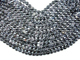 Black Crackle Agate, 10mm (9.5mm) Faceted Round Beads, 14 Inch-Agate: Round & Faceted-BeadXpert