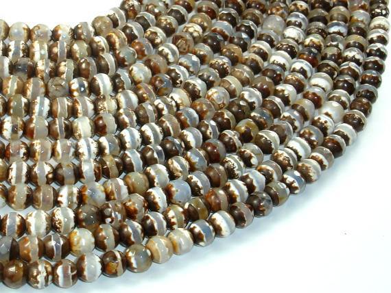 Tibetan Agate Beads, Brown, 6mm Faceted Round Beads-Agate: Round & Faceted-BeadXpert