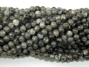 Black Labradorite Beads, Larvikite, Round, 4mm (4.6mm)-Gems: Round & Faceted-BeadXpert