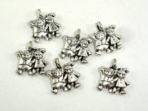 Girl and Boy Charms, Zinc Alloy, Antique Silver Tone 20pcs-Metal Findings & Charms-BeadXpert
