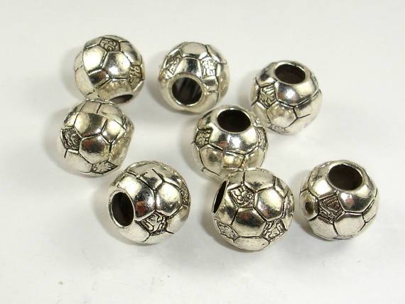 Metal Beads, Metal Spacer, Large Hole Round Spacer, Zinc Alloy 6pcs-Metal Findings & Charms-BeadXpert