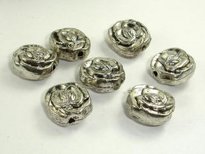 Flower Spacer, Flower Beads, Zinc Alloy, Antique Silver Tone 5pcs-Metal Findings & Charms-BeadXpert