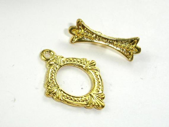 Metal Toggle Clasps , Gold Tone, Ring, 6 sets-Metal Findings & Charms-BeadXpert