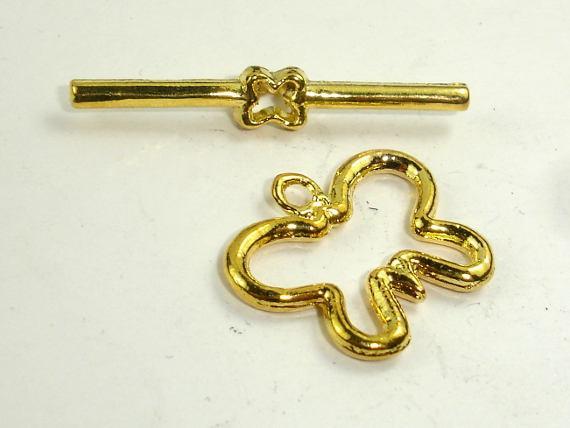 Butterfly Toggle Clasps , Gold Tone, Ring 4 sets-Metal Findings & Charms-BeadXpert