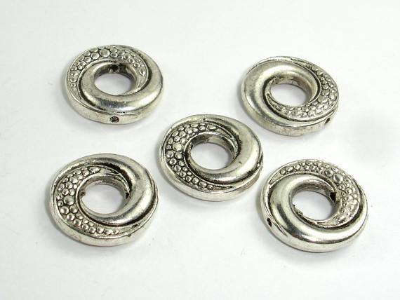 Metal Rings, Metal Spacer-Bead Frame, Zinc Alloy, Antique Silver Tone 10pcs-Metal Findings & Charms-BeadXpert
