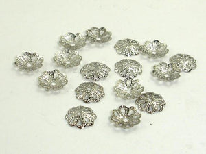 Bead Caps, Rhodium Plated Jewelry findings 6mm, 300 pcs-Metal Findings & Charms-BeadXpert