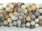 Matte Bamboo Leaf Agate, 8mm Round Beads-Gems: Round & Faceted-BeadXpert